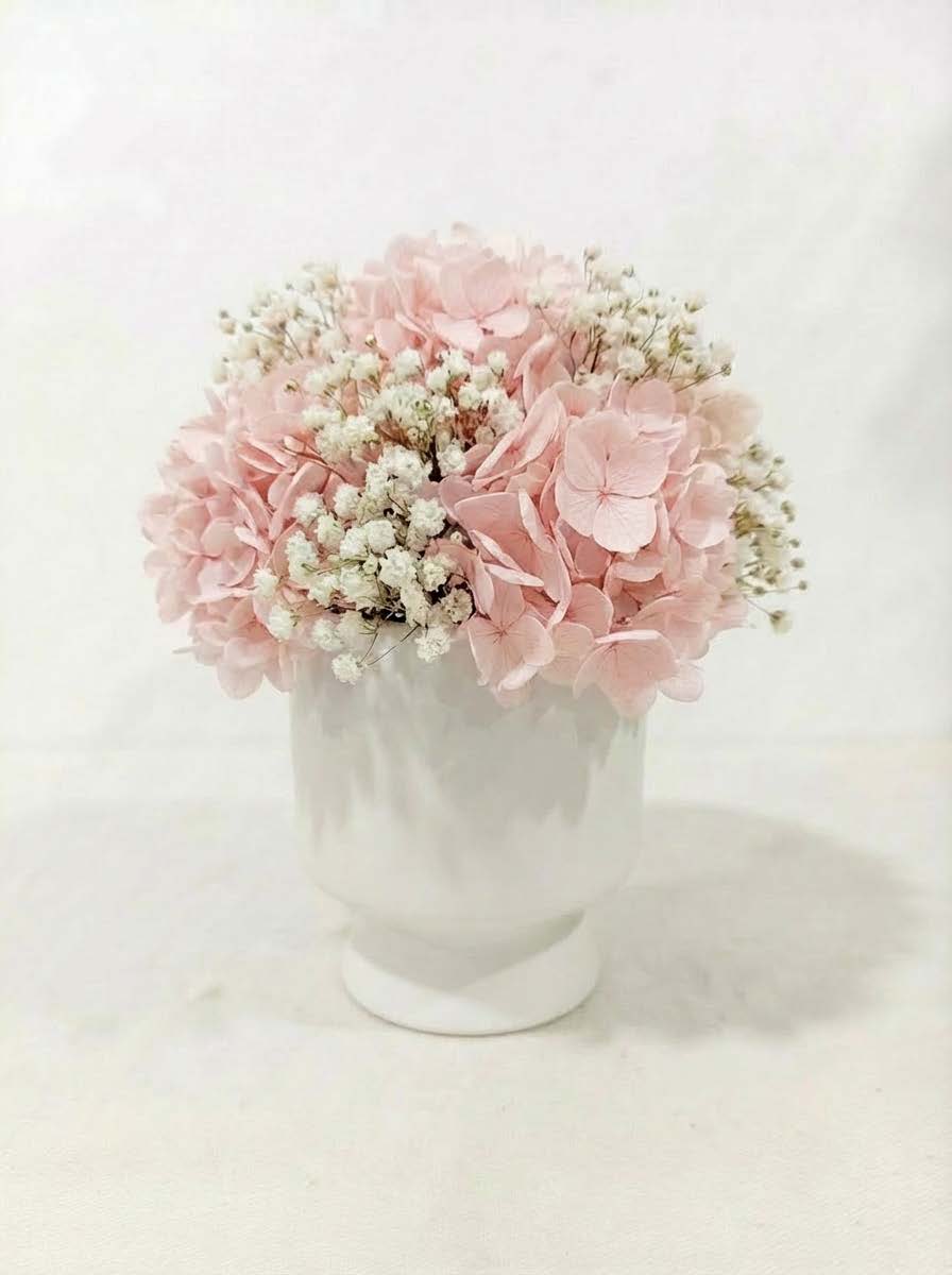 Preserved Hydrangea Flower Arrangement in Modern Vase – Long Lasting Real Hydrangea Gift & Home Decor