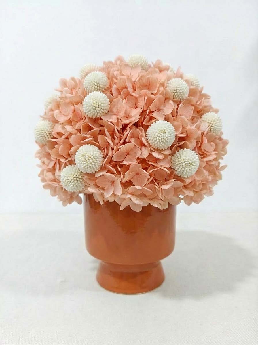 Preserved Hydrangea Flower Arrangement in Modern Vase – Long Lasting Real Hydrangea Gift & Home Decor