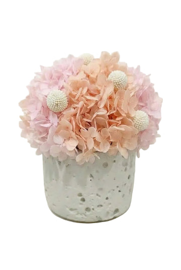 Odyssey Orb - orange hydrangea + pink hydrangea + white golden ball